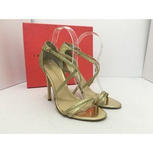 Ivanka Trump Duchess2 Gold Glitter Women's Evening High Heels Sandals Size 8.5 M